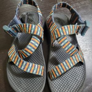 Kids tartan chaco sandals. Size 13. Lightly used. Blue/orange/green